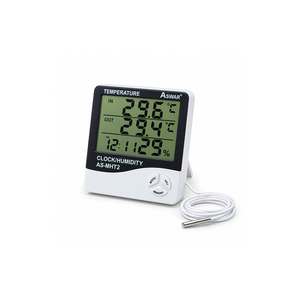 aswar Aswar Temperature And Humidity Monitor With Clock And Alarm